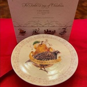 Noble Excellence 12 Days of Christmas Footed Cake Stand Pedestal 10"